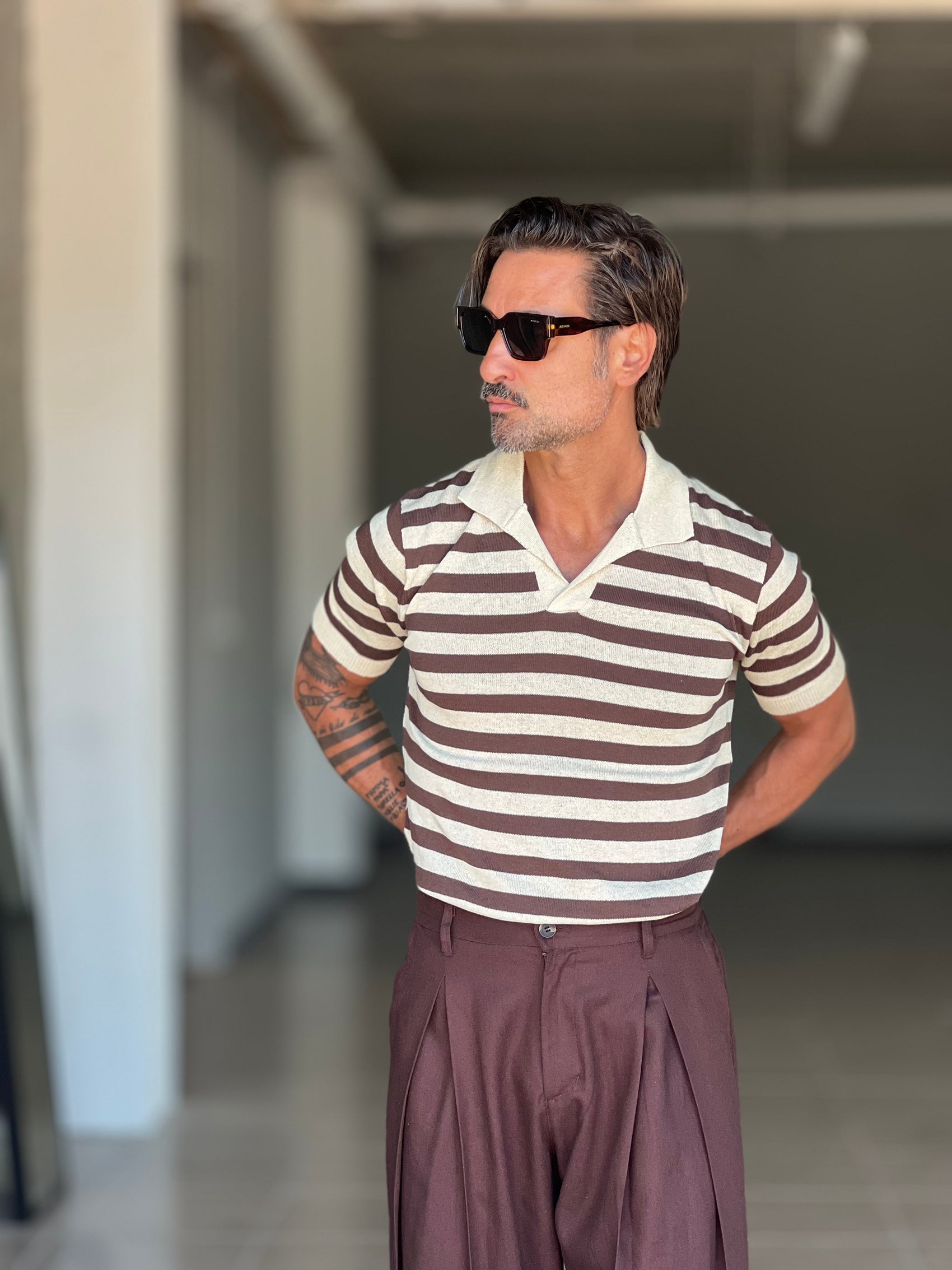 POLO  RIGA MORO E BEIGE 0077