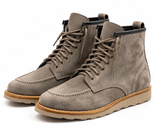 STIVALETTO STRINGATO TAUPE GRIGIO  CAMOSCIO FONDO GOMMA