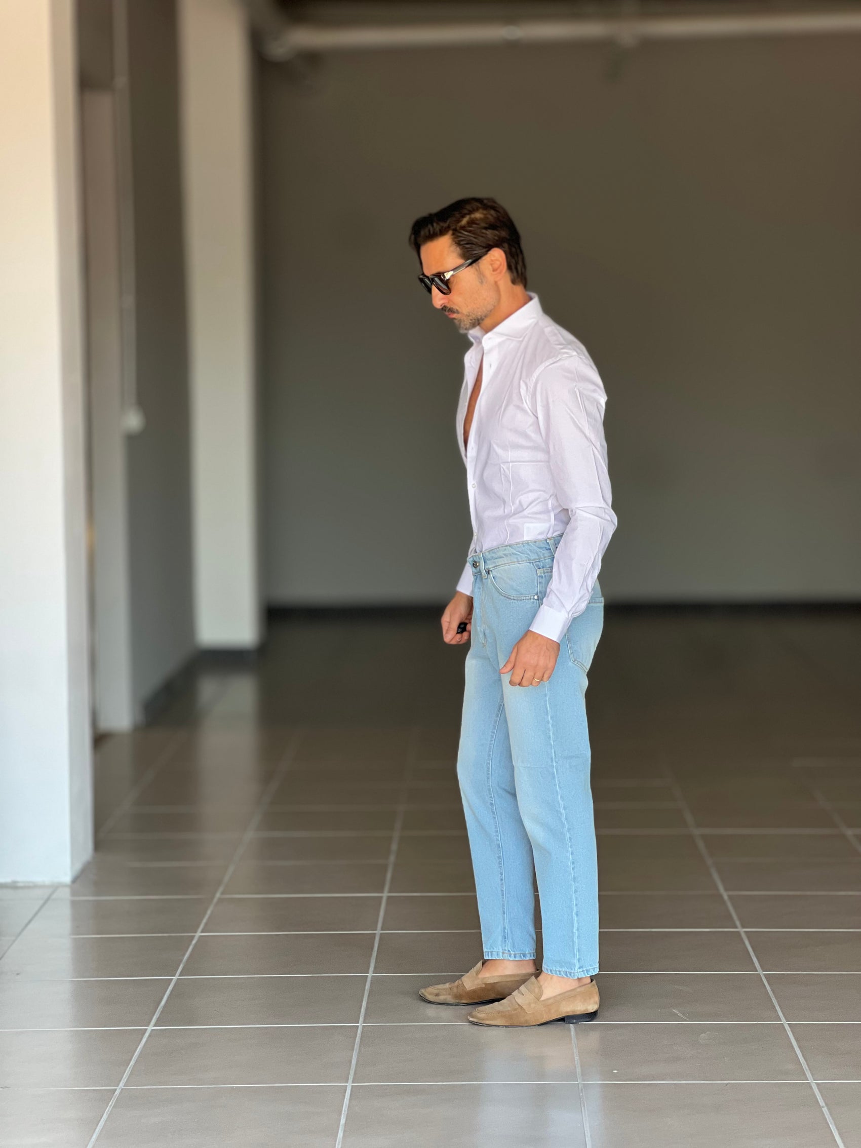 NEW CAMICIA BIANCA POPELINE DI COTONE STRECH 0044