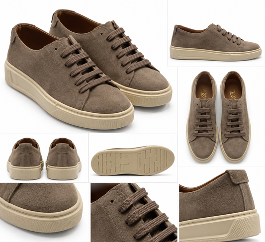 SNEAKER GRIGIA /TAUPE PELLE CAMOSCIO TAGLIO VIVO