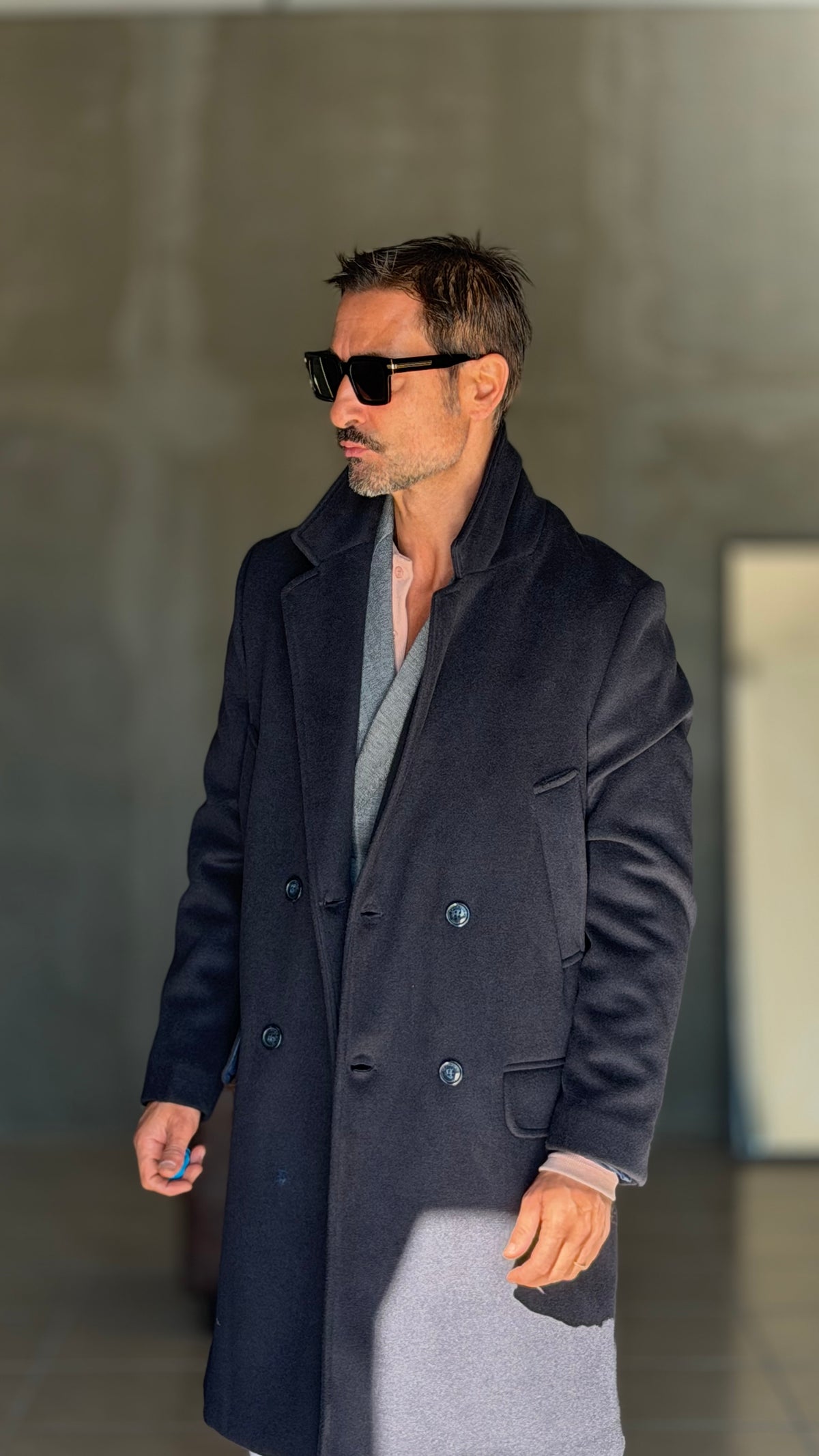 CAPPOTTO BLU DOPPIOPETTO OVER FIT EFFETTO PANNO VISCOSA E MISTI TELAMIRA