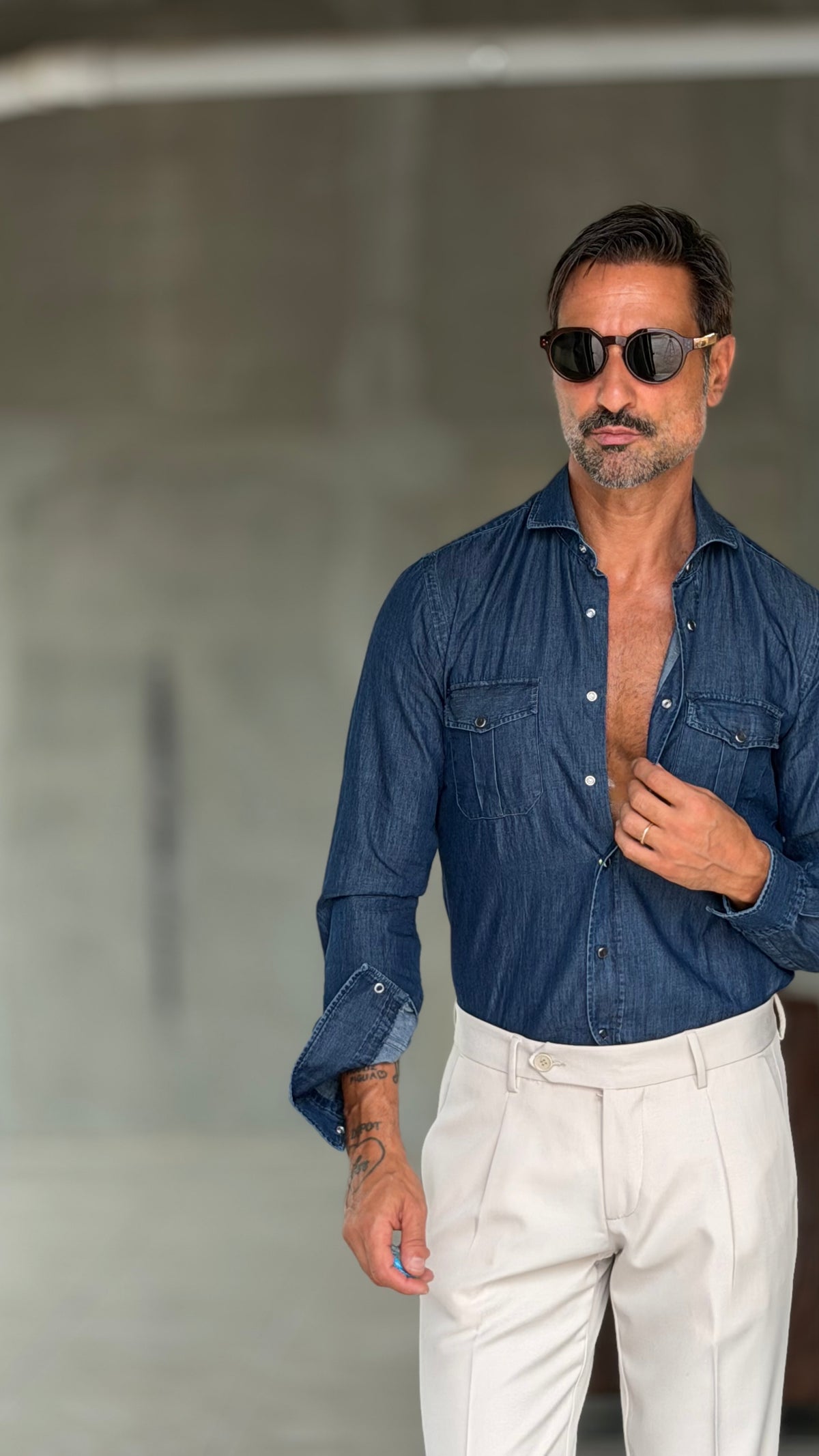 CAMICIA DEPOT  DENIM LAVAGGIO MEDIO  TEXANA