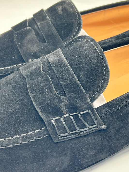 MOCASSINO CAMOSCIO NERO FASCIA IN TINTA