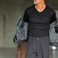PULLOVER  NERO SCOLLO V VISCOSA E MISTI