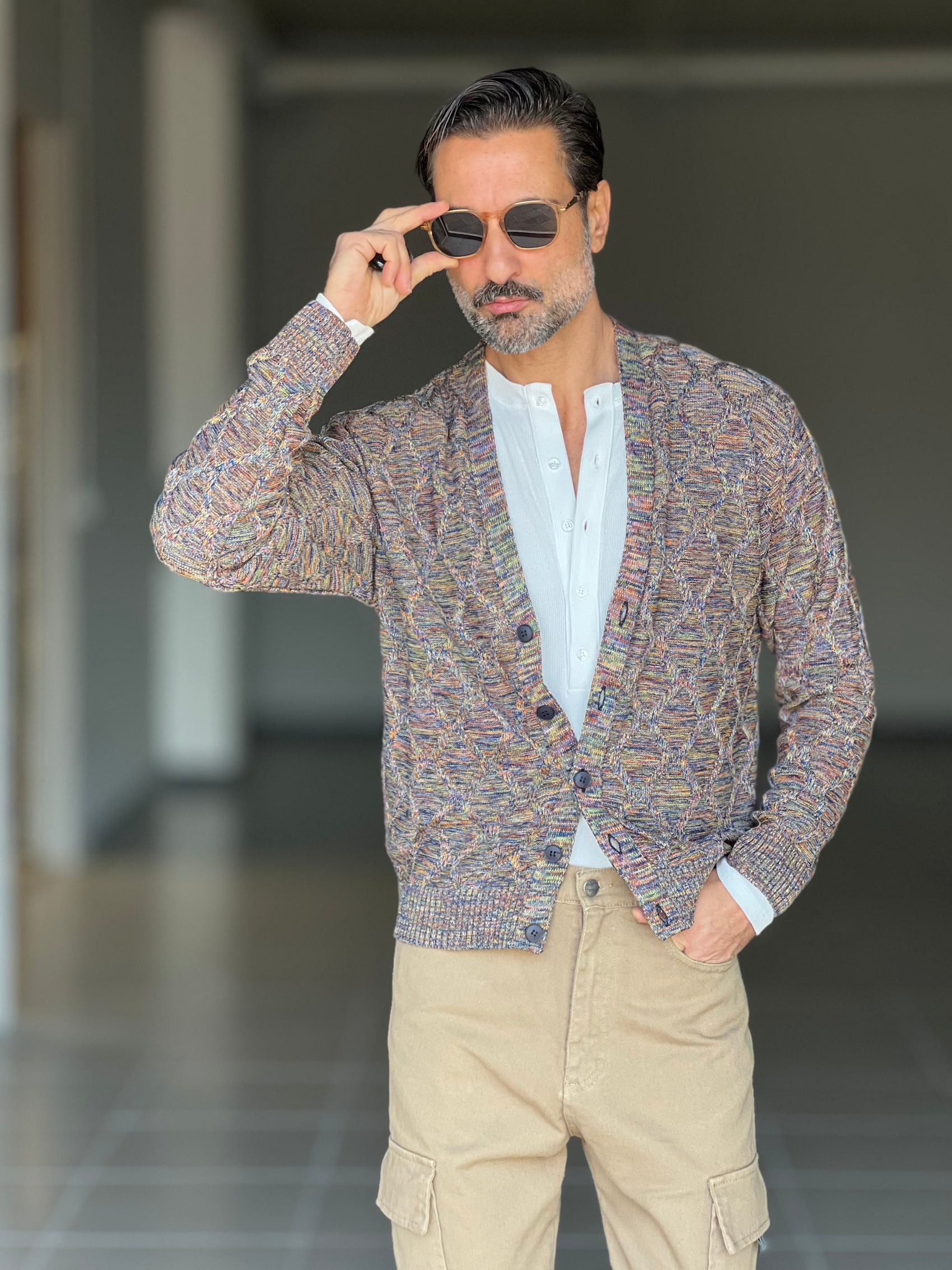 CARDIGAN  MULTICOLOR TESSUTO OPERATO