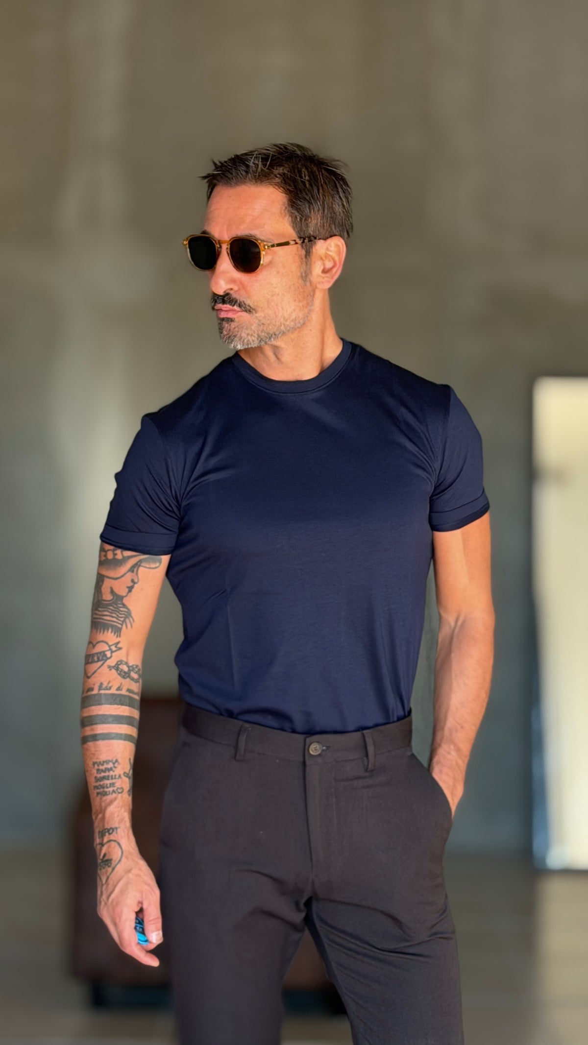 NEW T SHIRT BLU  EFFETTO FILO DI SCOZIA