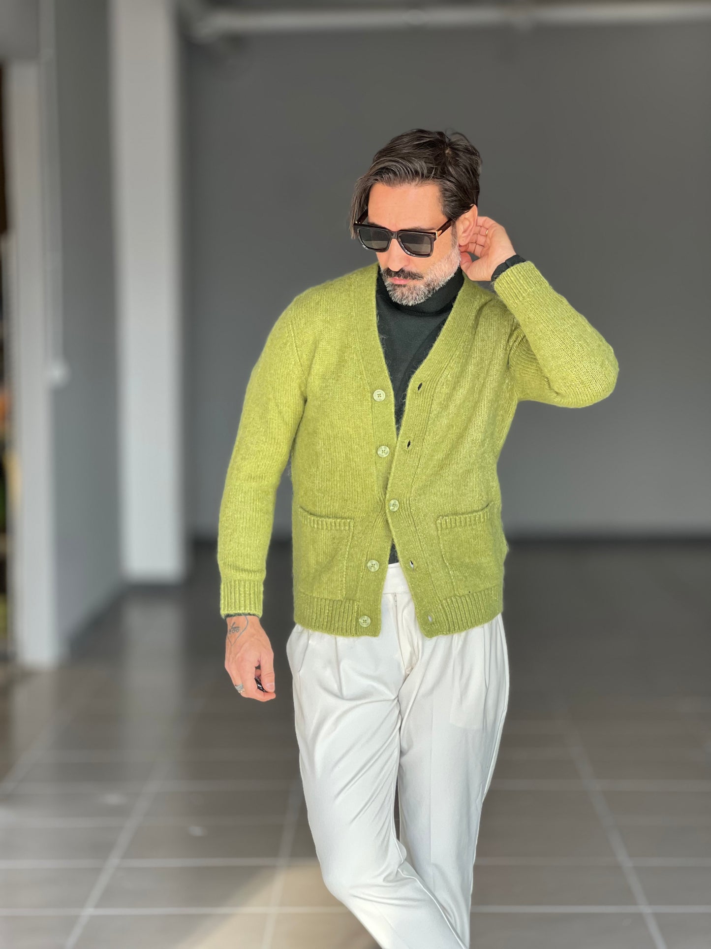 BEIGE COTTON OPEN CARDIGAN