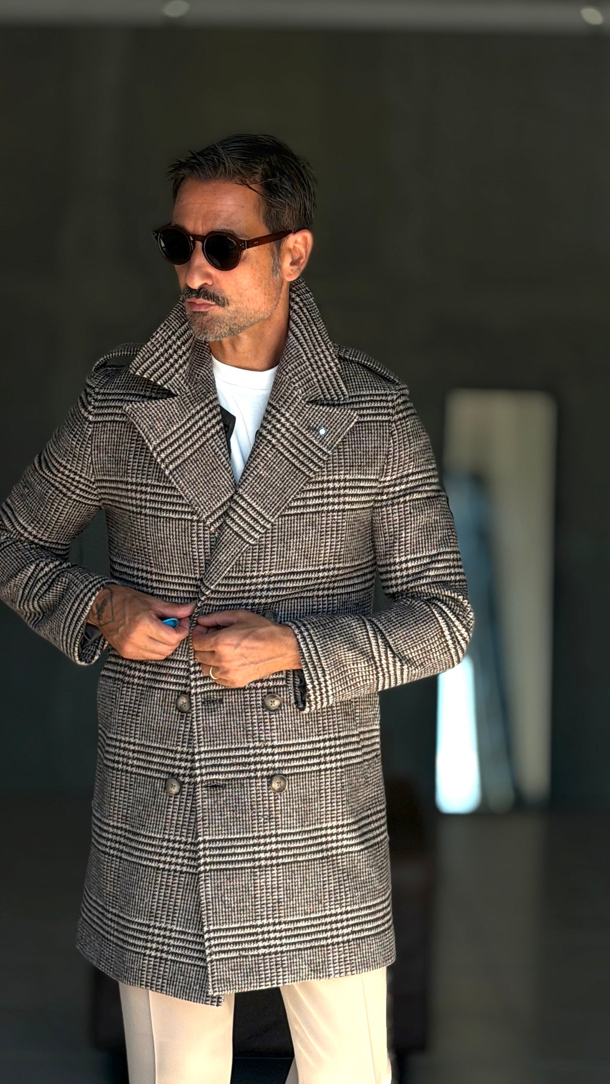 CAPPOTTO  DOPPIPETTO NERO GALLES PAOUL MIRANDA LANA E MISTI