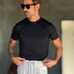 NEW T SHIRT NERA EFFETTO FILO DI SCOZIA