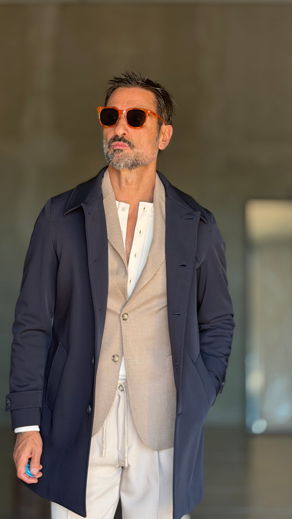 BLUE HIGH NECK COAT