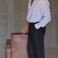 WHITE VISCOSE TROUSERS WITH REGULAR BOTTOM