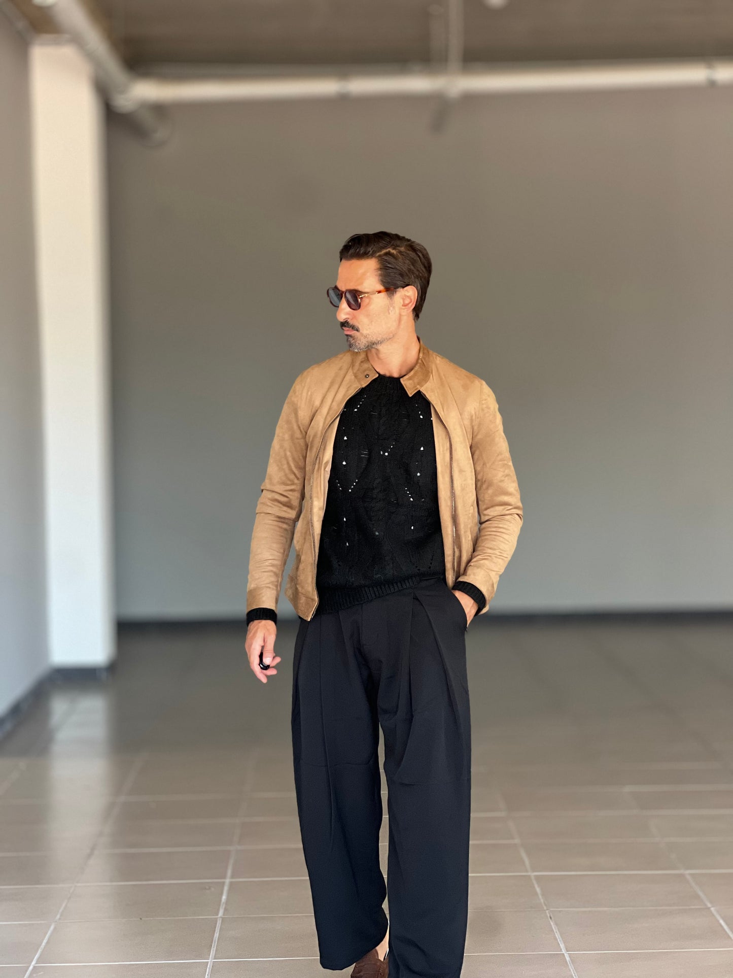 BOMBER ECOSUED MIELE  DOPPIA ZIP