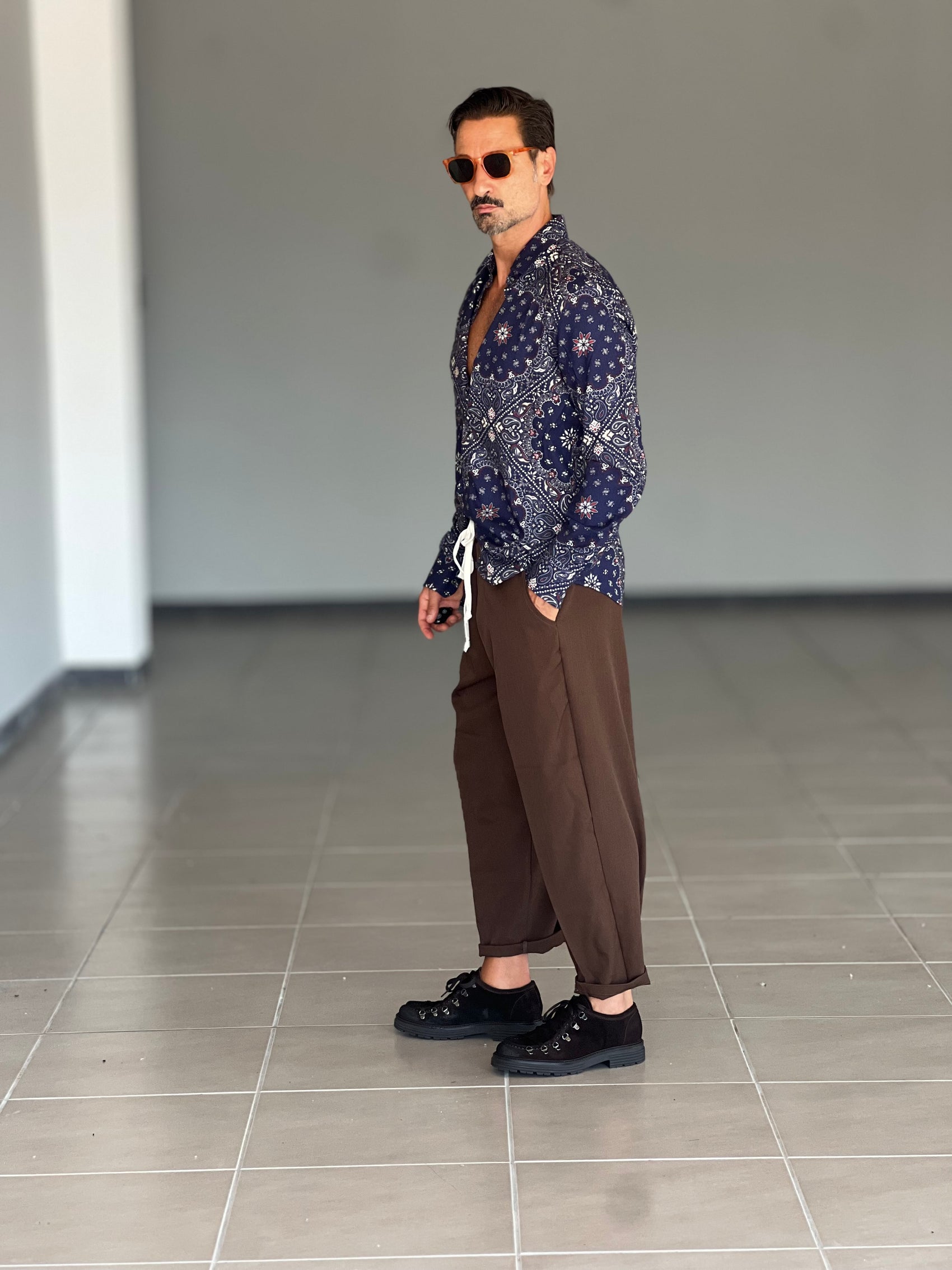 CAMICIA KOON STAMPA FONDO BLU