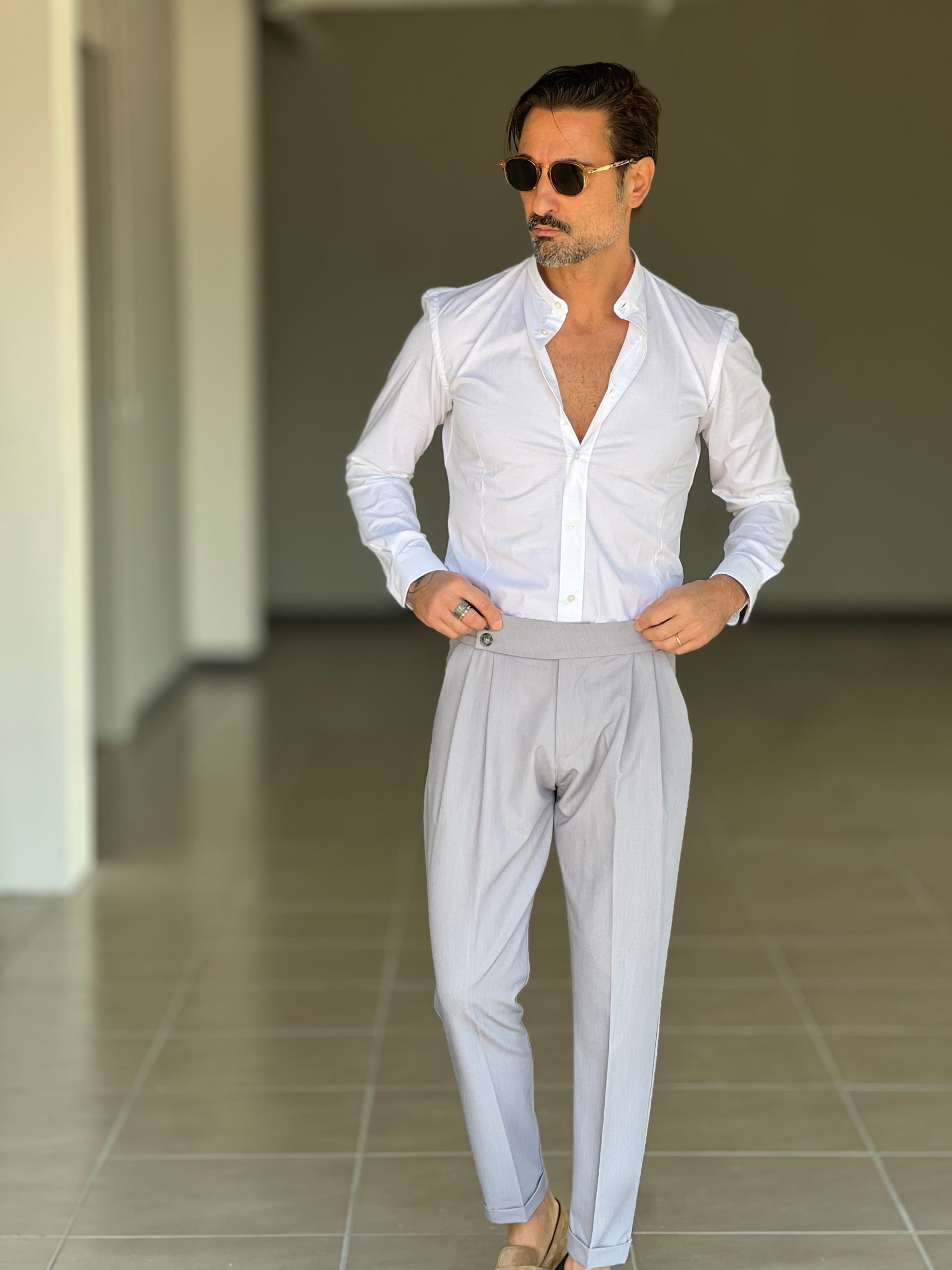 PANTALONE GRIGIO VITA ALTA PINCES VISCOSA( CODICE 30)