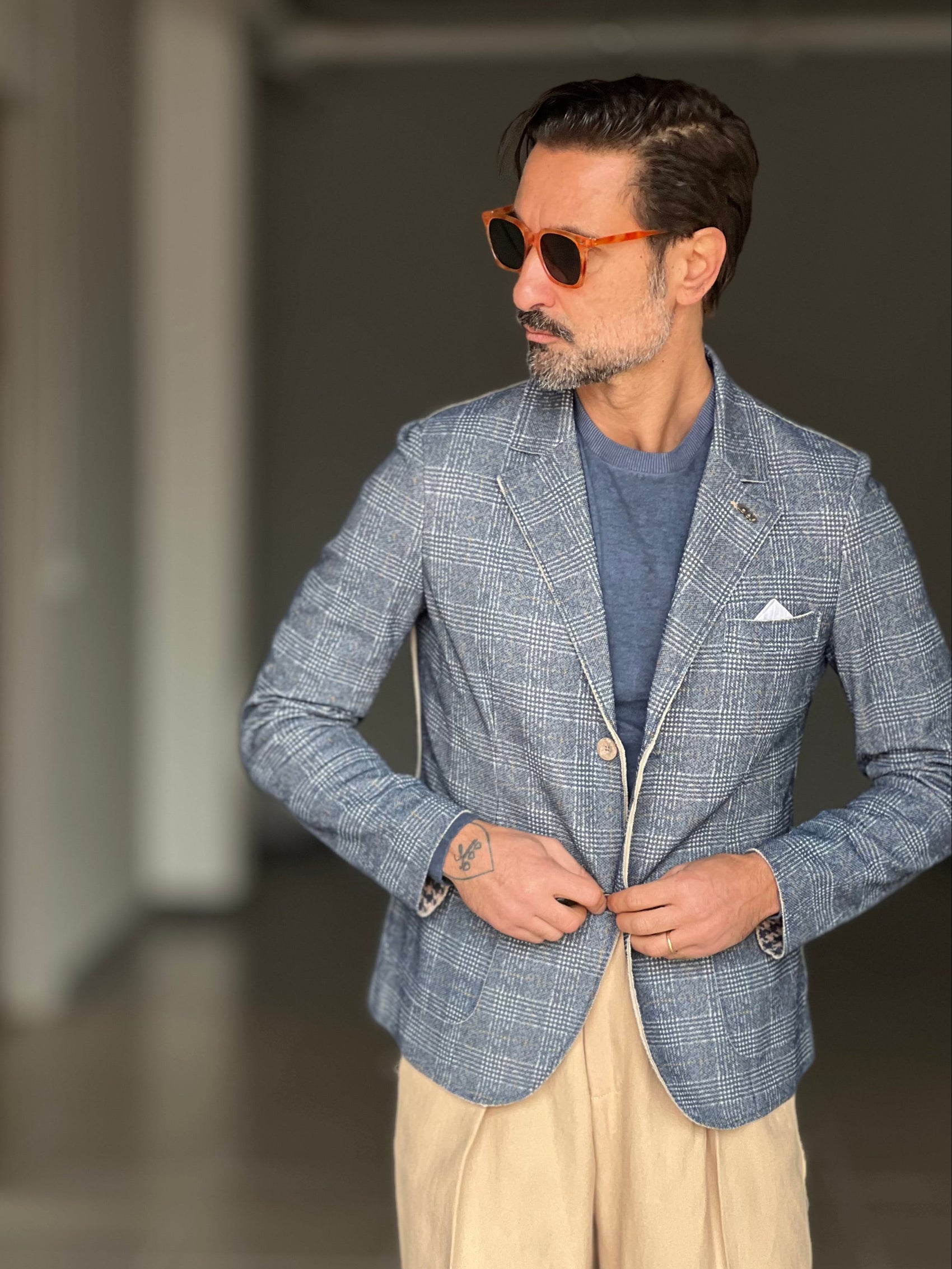 GIACCA KOON GALLES GRIGIA E BLU