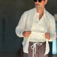 WHITE VISCOSE TROUSERS WITH REGULAR BOTTOM