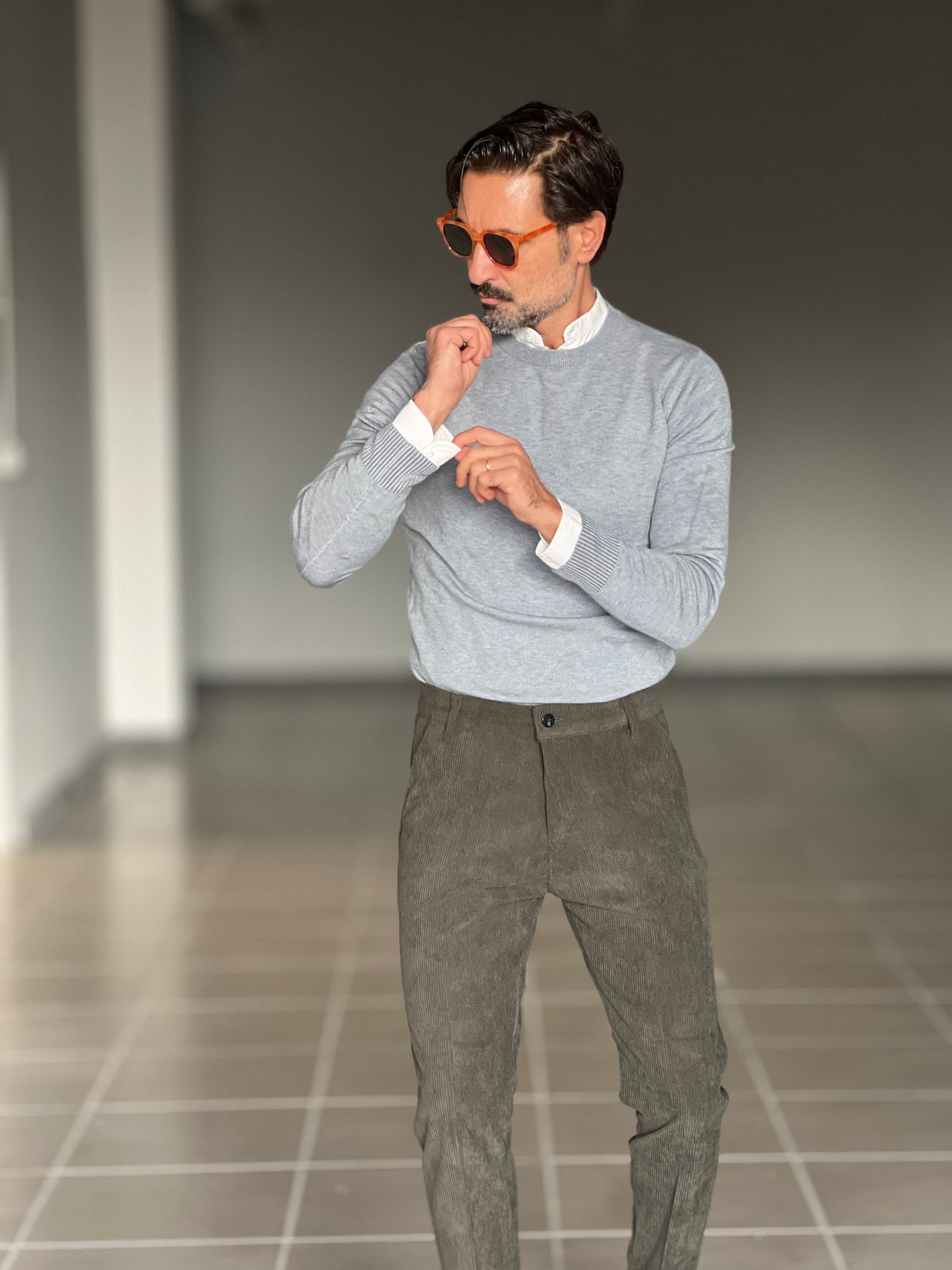 PANTALONE VERDE  VELLUTO MILLERIGHE GAMBA DRITTA TASCA AMERICA