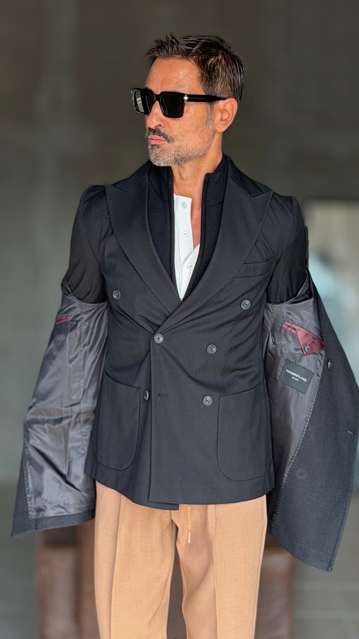 BLUE HIGH NECK COAT