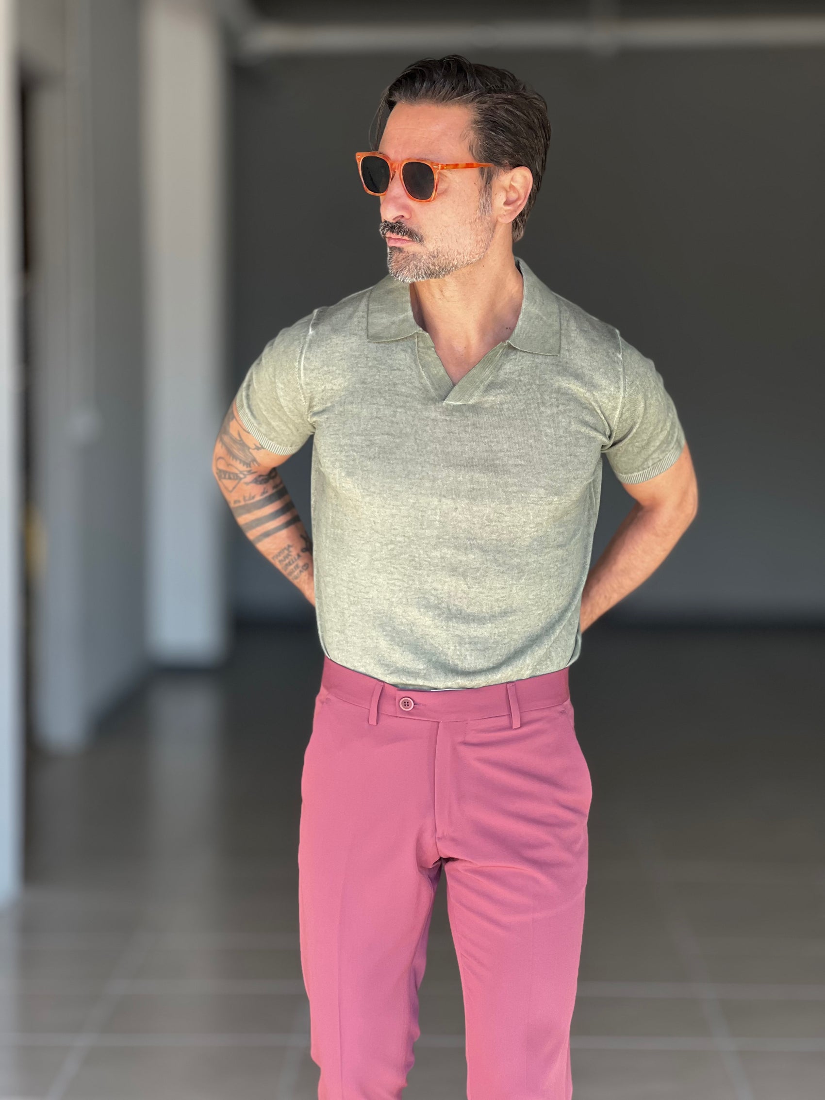 POLO XAGON VERDE DELAVE' COTONE