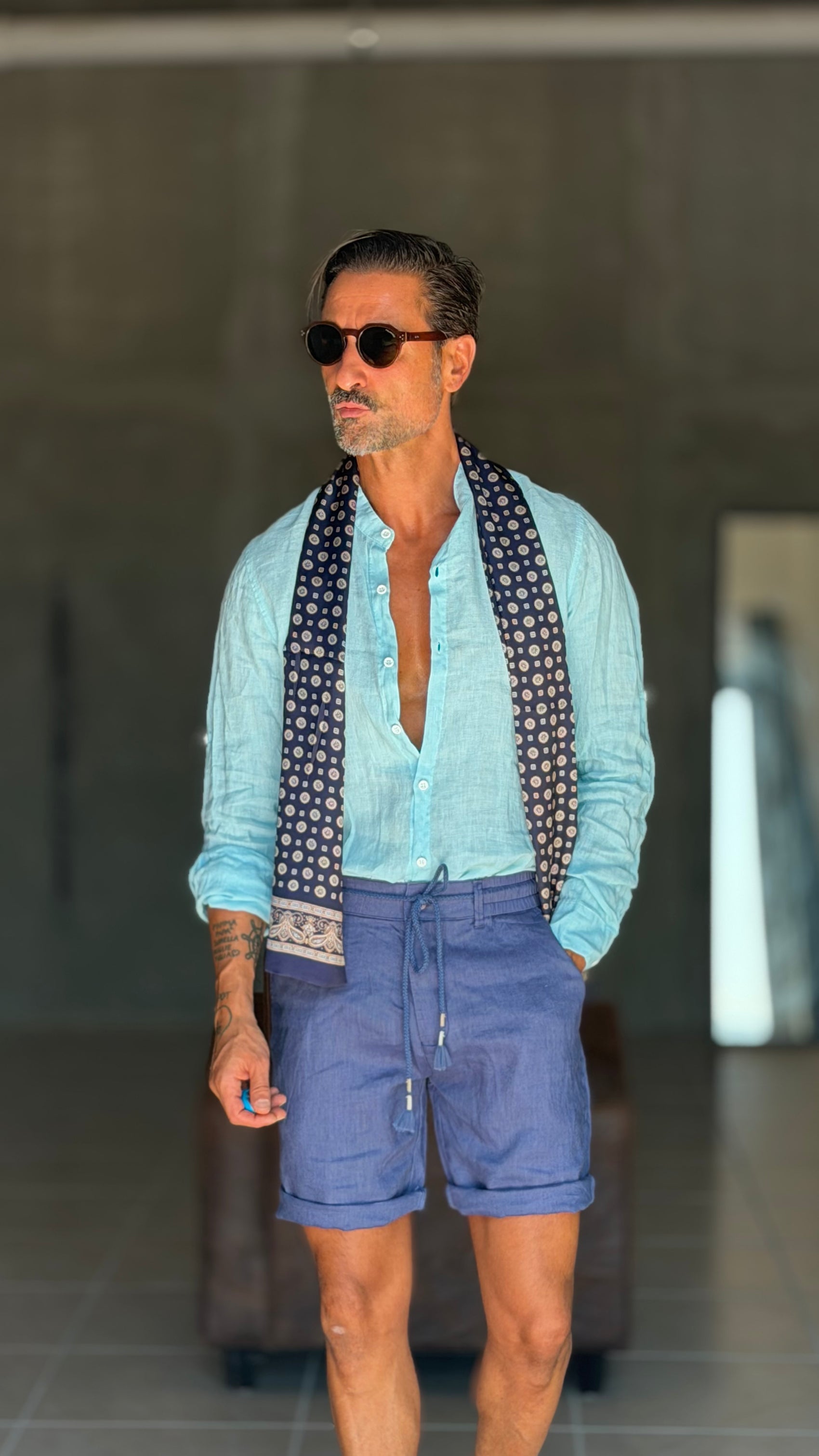 CAMICIA TURCHESE COREANA    LINO