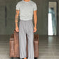 WHITE VISCOSE TROUSERS WITH REGULAR BOTTOM