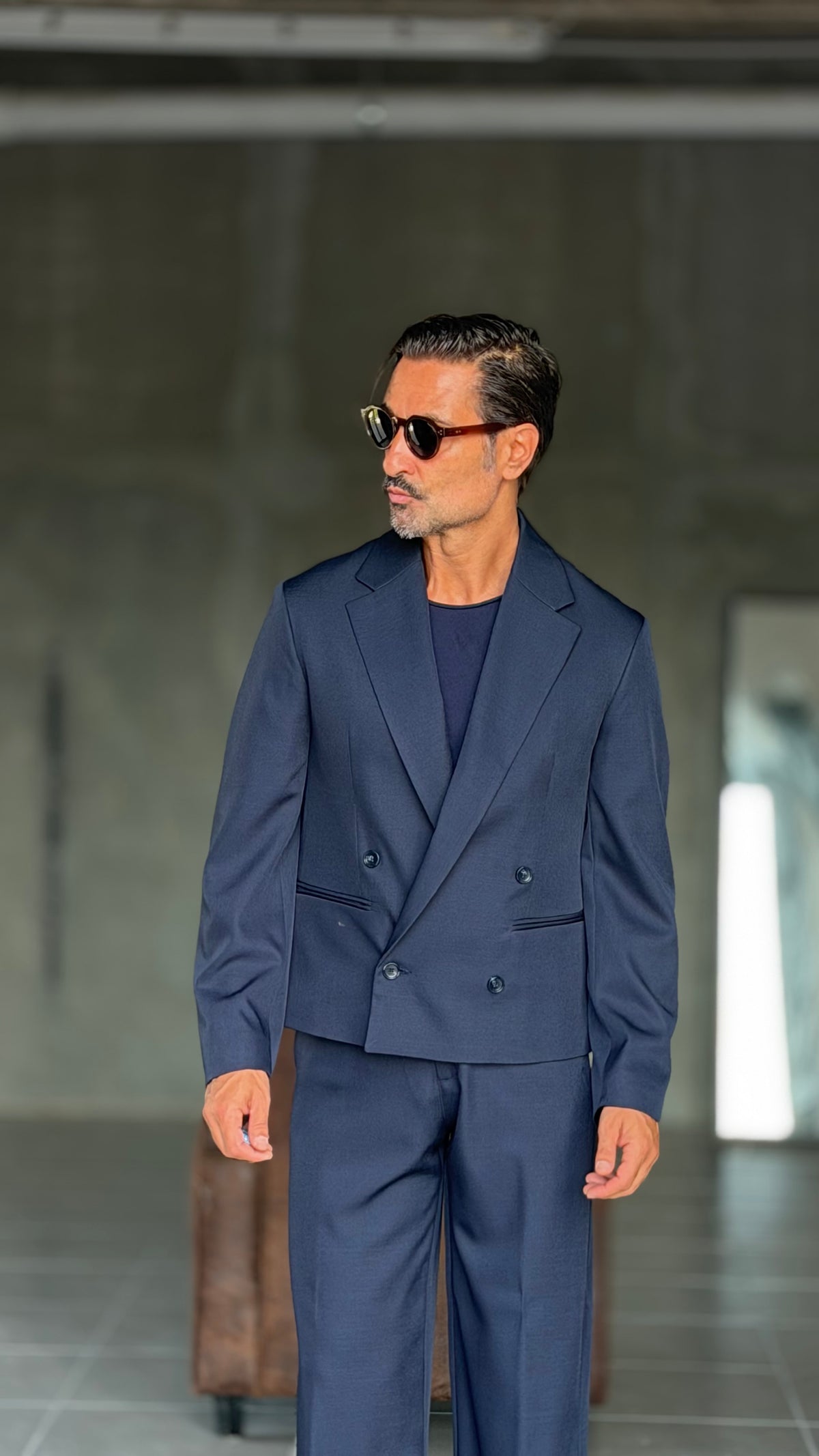 GIACCA DOPPIOPETTO BLU  CROP ALTATENSIONE 0100 (ABBINABILE AL PANTALONE BLU 0100)