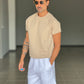 MAGLIA FELPA BEIGE  MEZZA MANICA