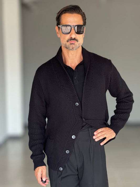 CARDIGAN SCIALLATO NERO BL11