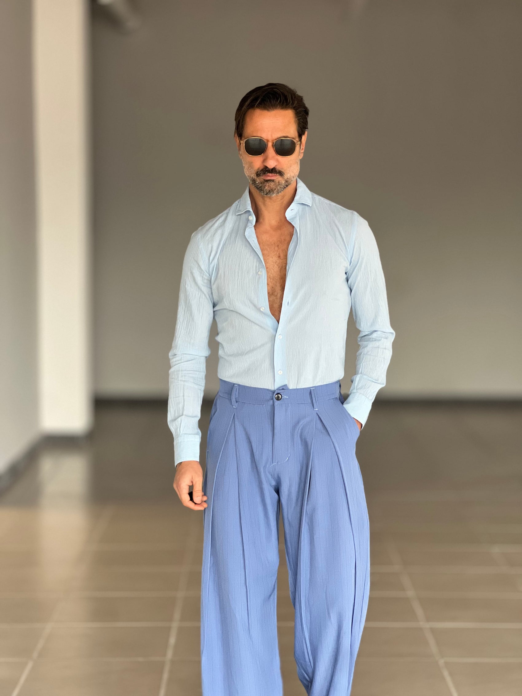 CAMICIA DEPOT CELESTE CLO CLO COTONE DOPPIO RITORTO 007