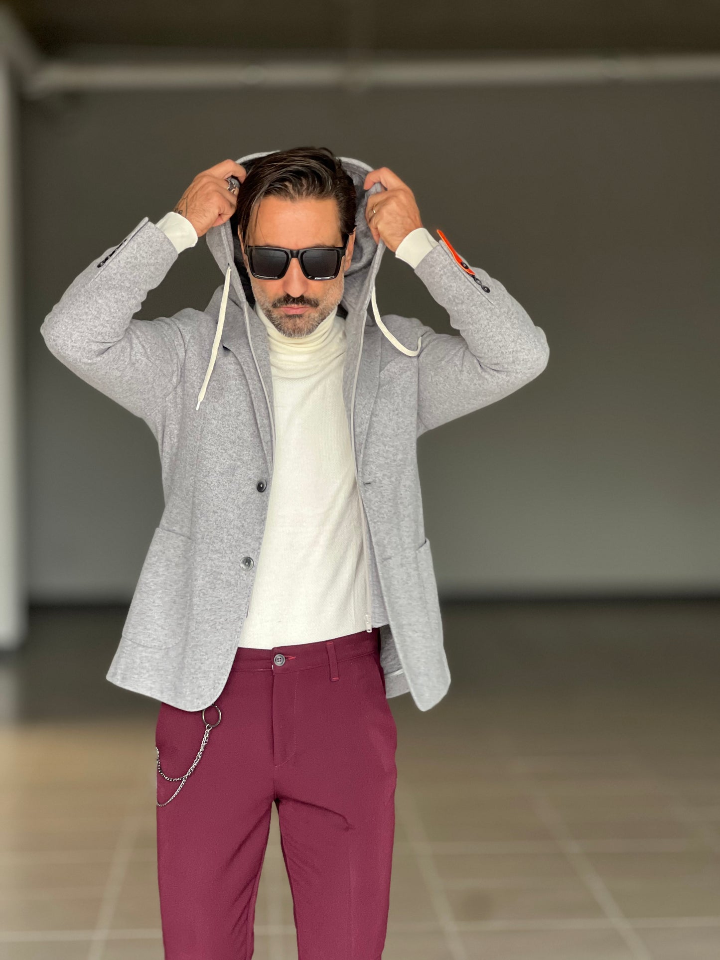 GIACCA PANNO GRIGIA  INTERNO FELPA ESTRIBILE