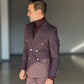 ABITO  MORO / PRUGNA GESSATO  DOPPIOPETTO BOTTONE METALLO VISCOSA E MISTI
