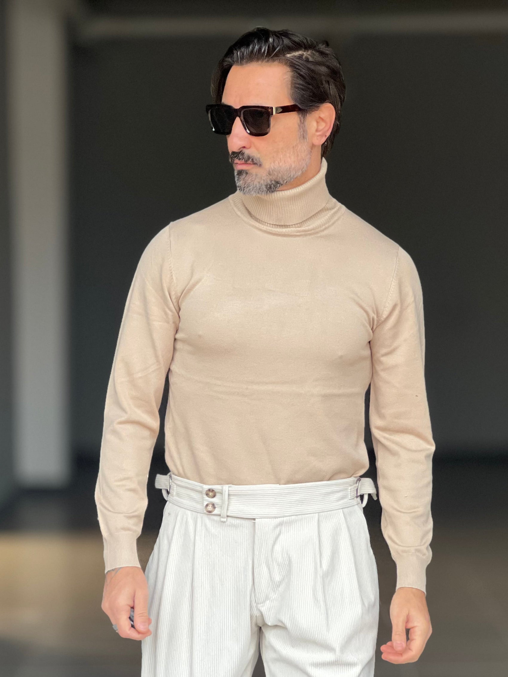 COLLO ALTO BEIGE  RASATO 2 FILI