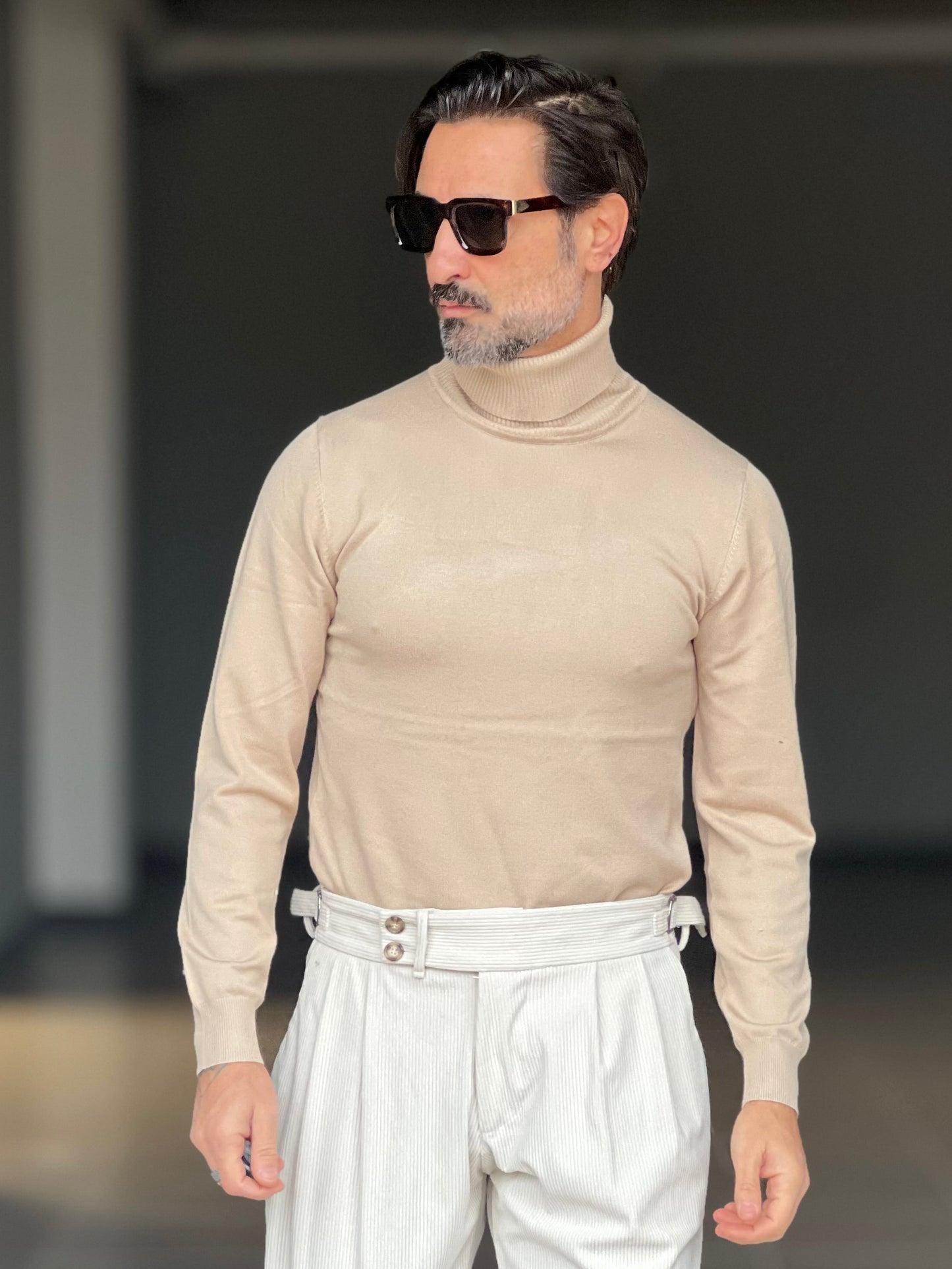 COLLO ALTO BEIGE  RASATO 2 FILI