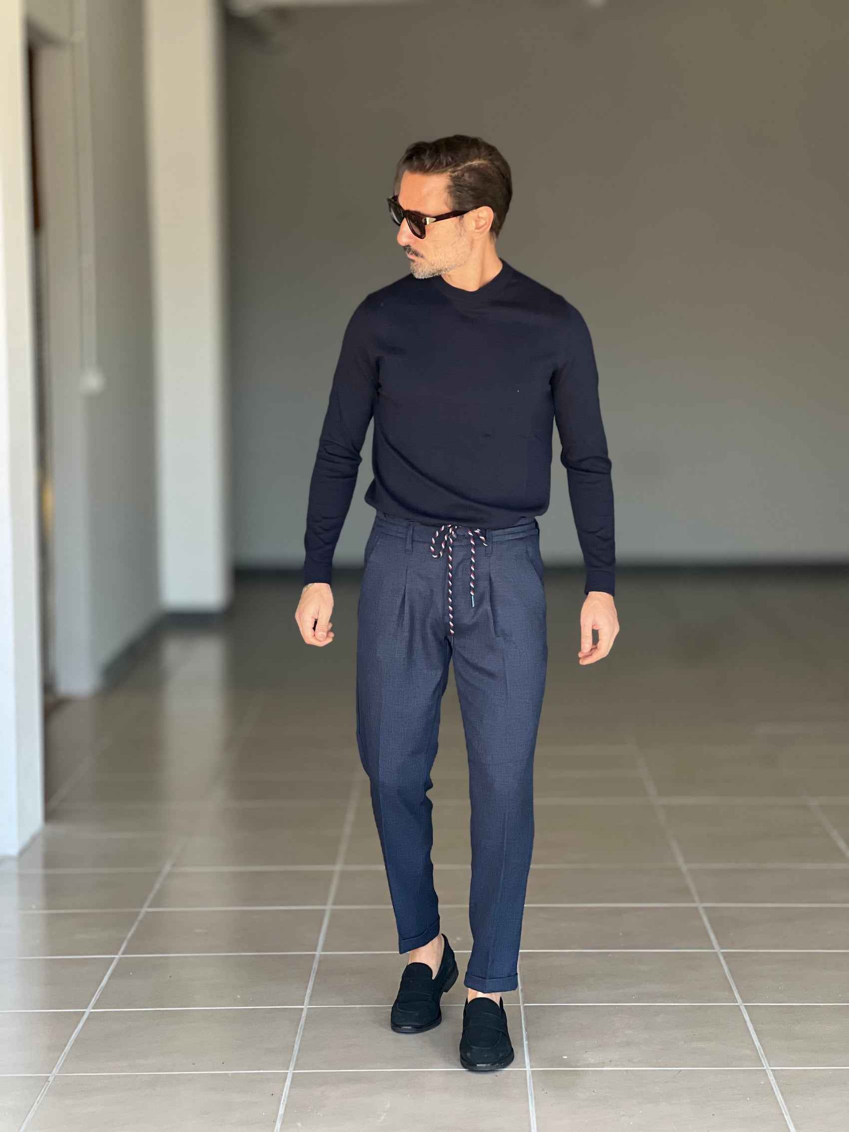 MAGLIA  BLU 2 FILI COTONE