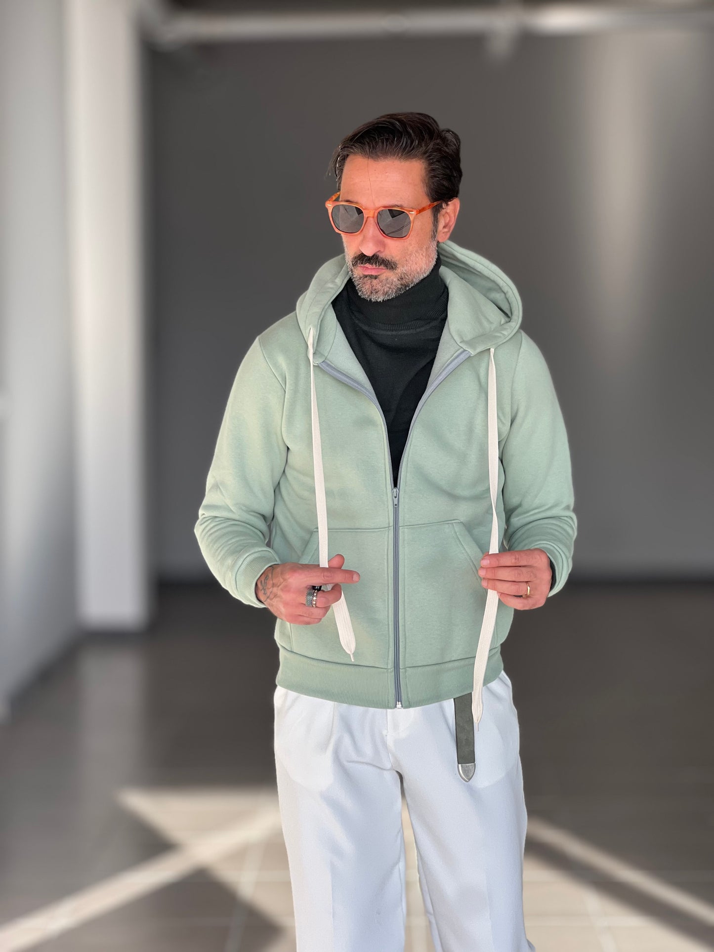 FELPA SALVIA DOPPIATA ZIP