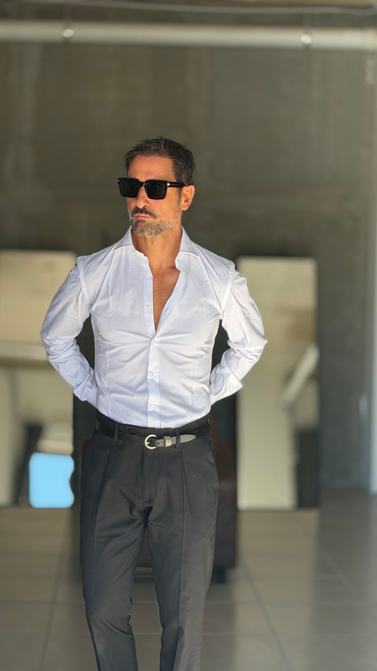 CAMICIA BIANCA  STRETCH POPELINE DI COTONE SLIMFIT