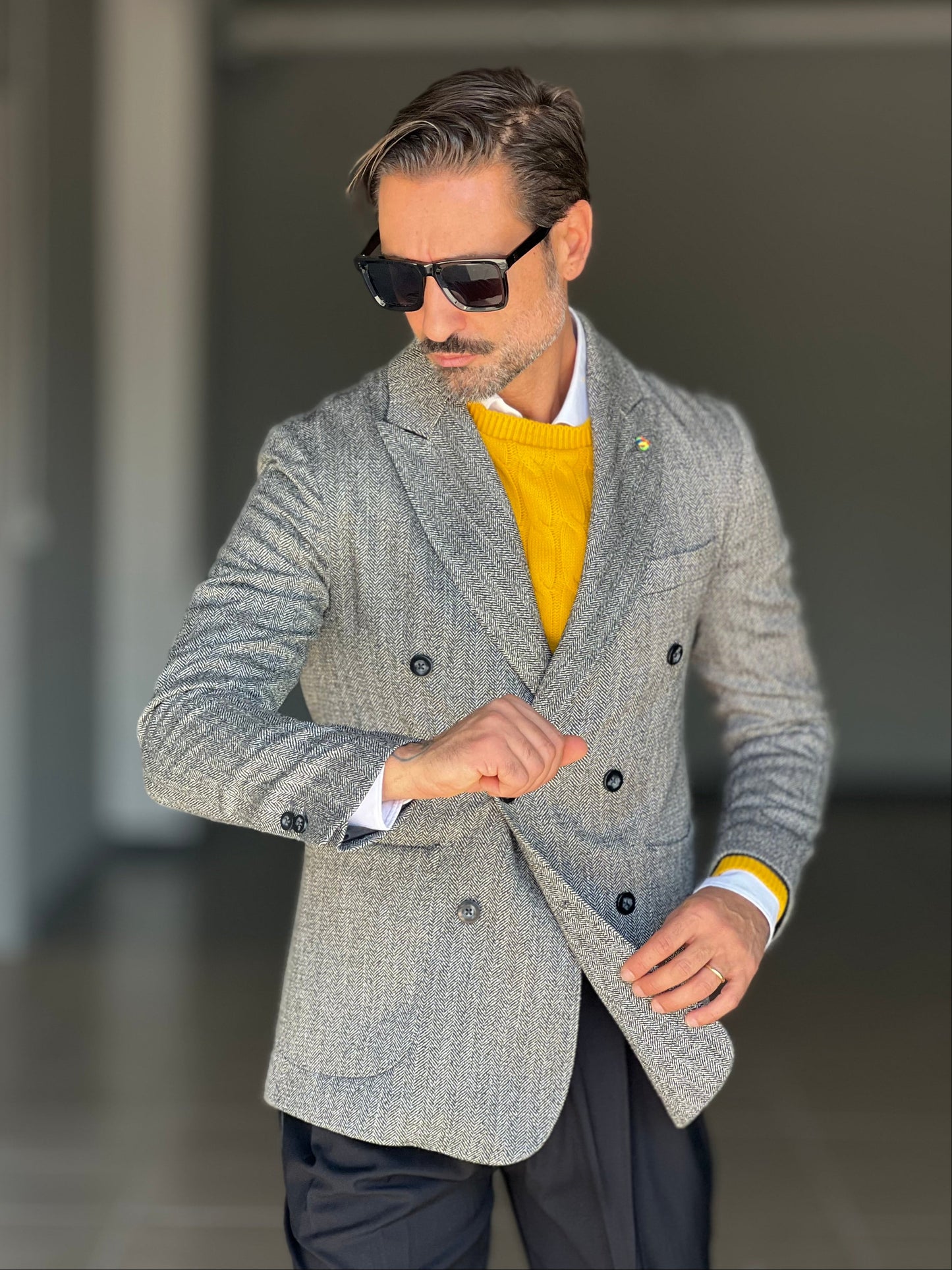 GIACCA PANNO TWEED  MICROFANTASIA GRIGIA  DOPPIOPETTO