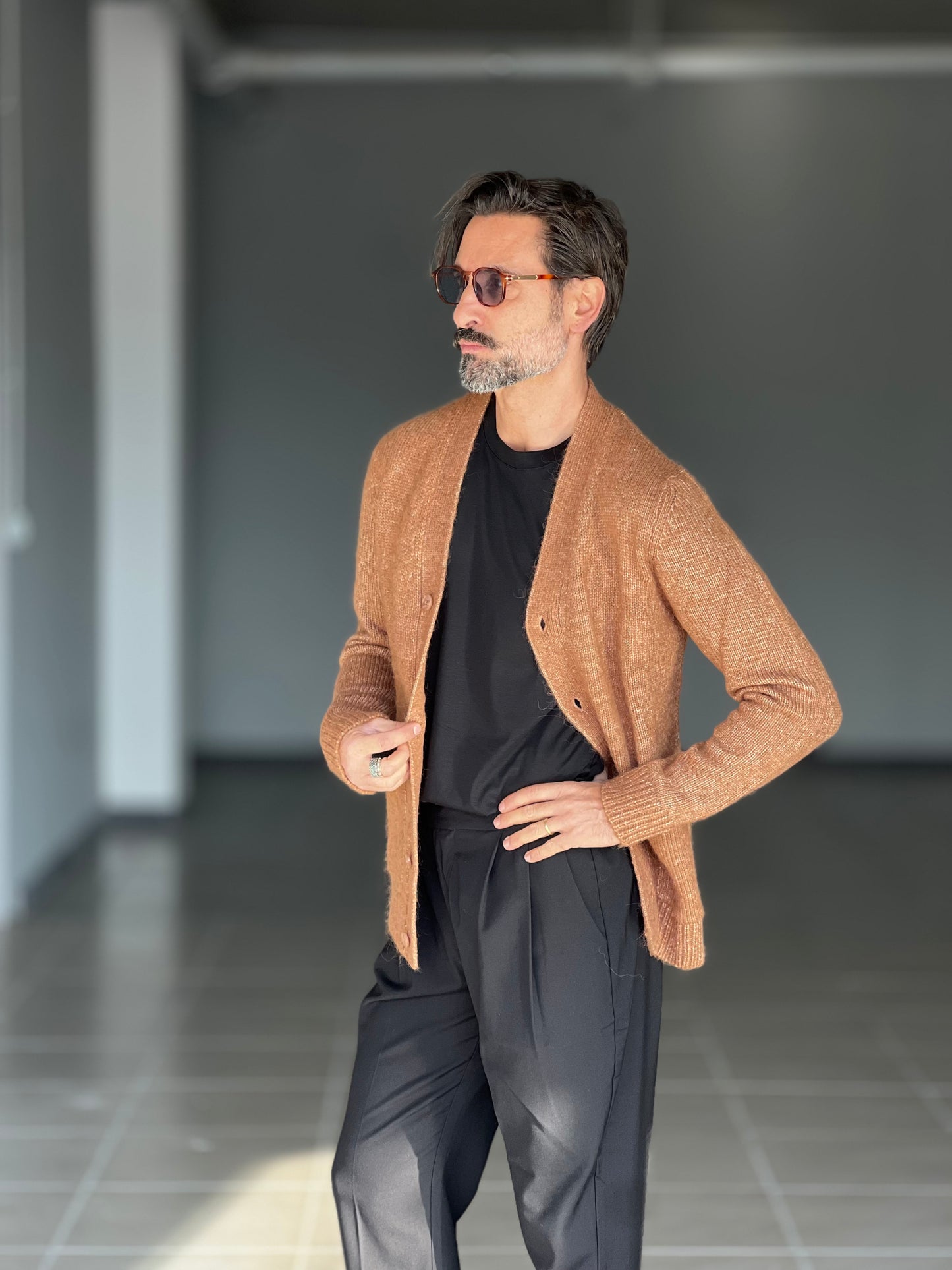 BEIGE COTTON OPEN CARDIGAN