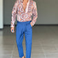 PANTALONE BLU ELETTRICO  VITA ALTA PINCES VISCOSA