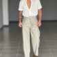 WHITE VISCOSE TROUSERS WITH REGULAR BOTTOM