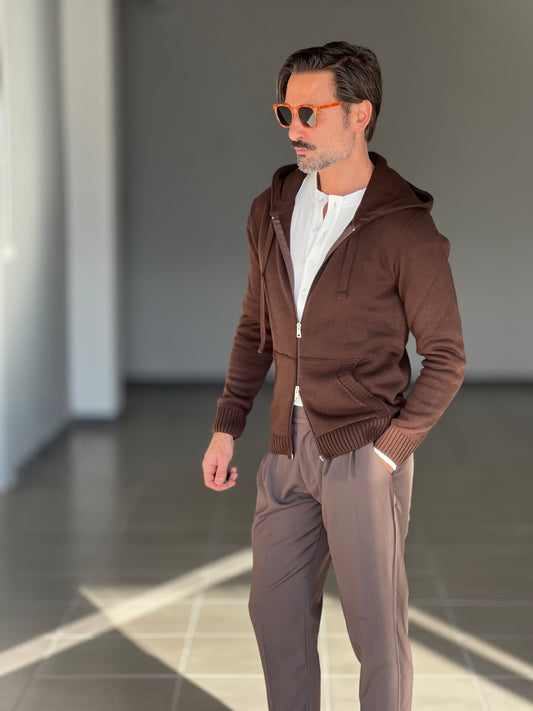 BEIGE COTTON OPEN CARDIGAN