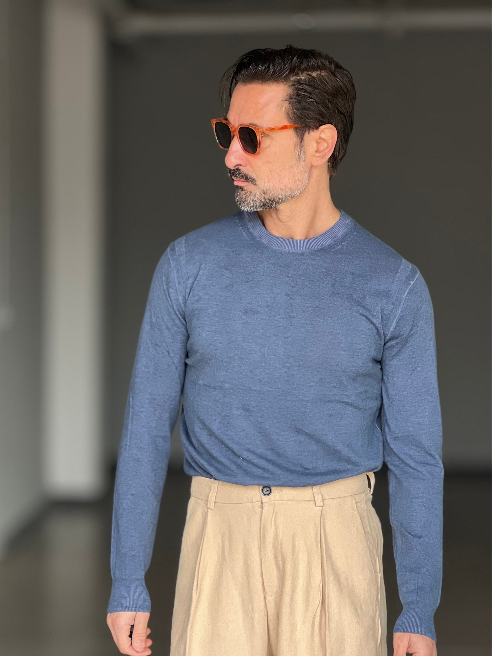 MAGLIA BLU COTONE TINTO  FREDDO