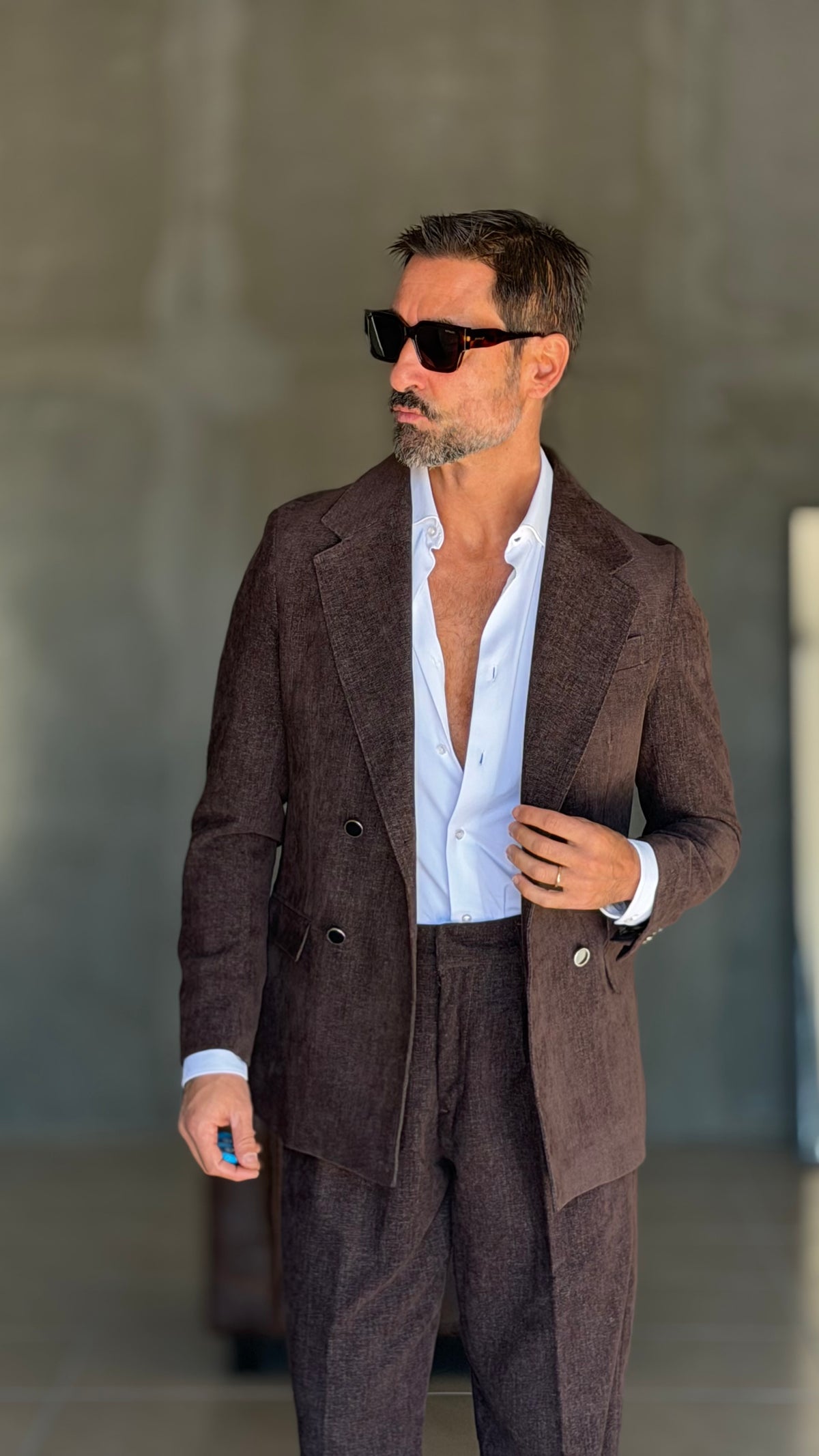 ABITO  MORO VELLUTO LISCIO DOPPIOPETTO PANTALONE FONDO REGULAR PETRO' 1060