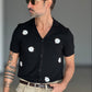POLO  CAMICIA NERA  RICAMO FIORE