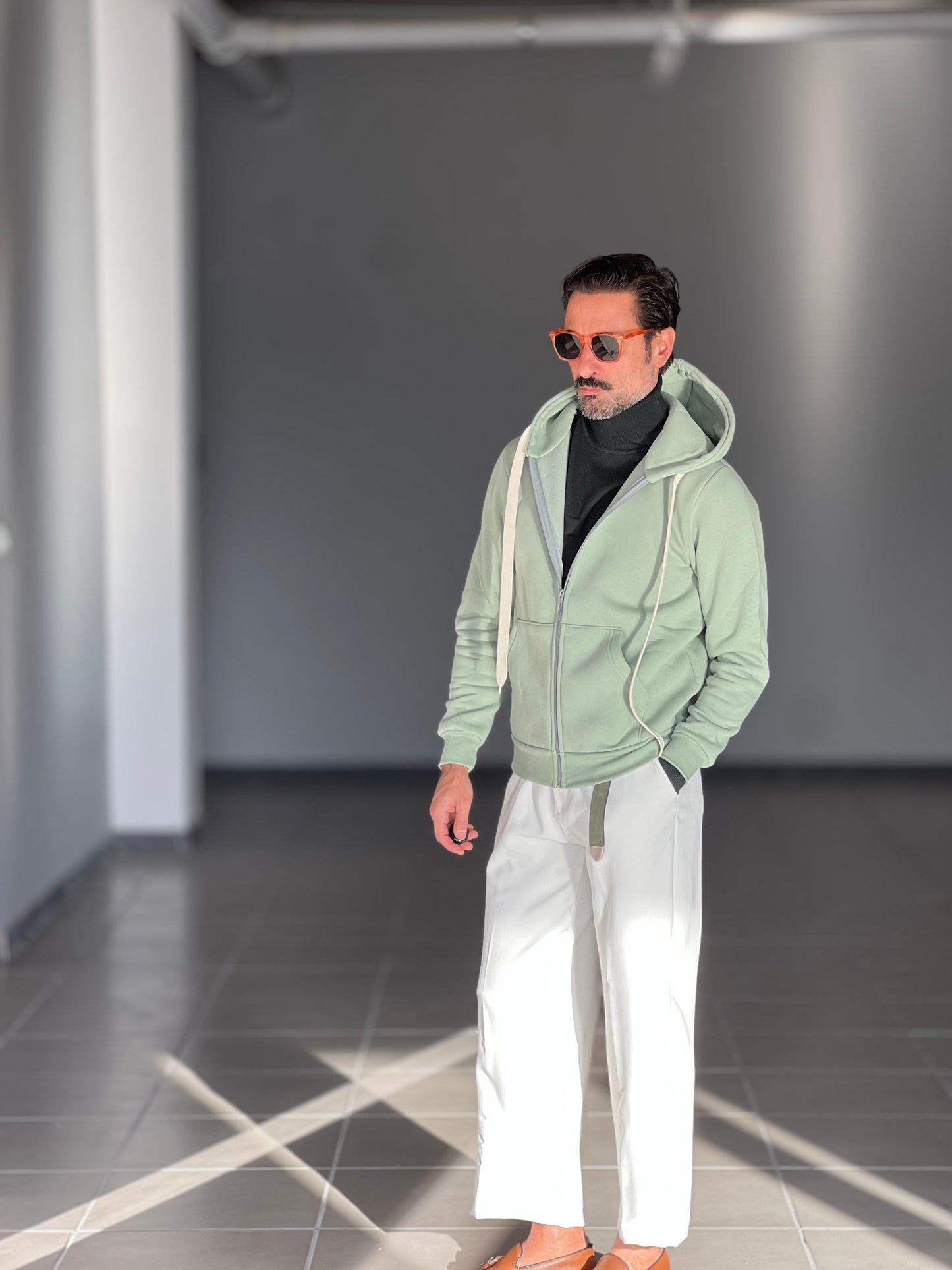 FELPA SALVIA DOPPIATA ZIP