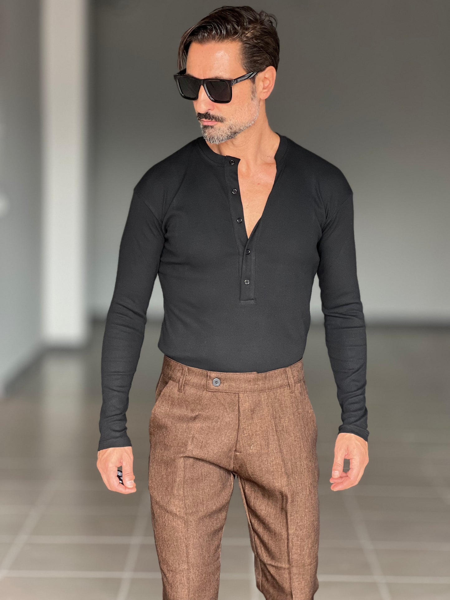 SERAFINO  NERO MAGLIA  COTONE