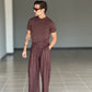 WHITE VISCOSE TROUSERS WITH REGULAR BOTTOM