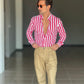 CAMICIA BIANCA E ROSSA  COREANA   POPELINE DI COTONE STRECH