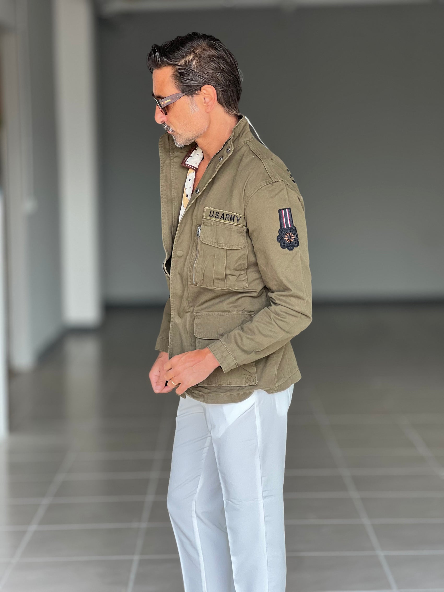 FILLJACKET VERDE COTONE PATCH APPLICATE
