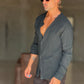 CAMICIA COREANA. NERA GOFFRATA COTONE  EFFETTO LINO 278